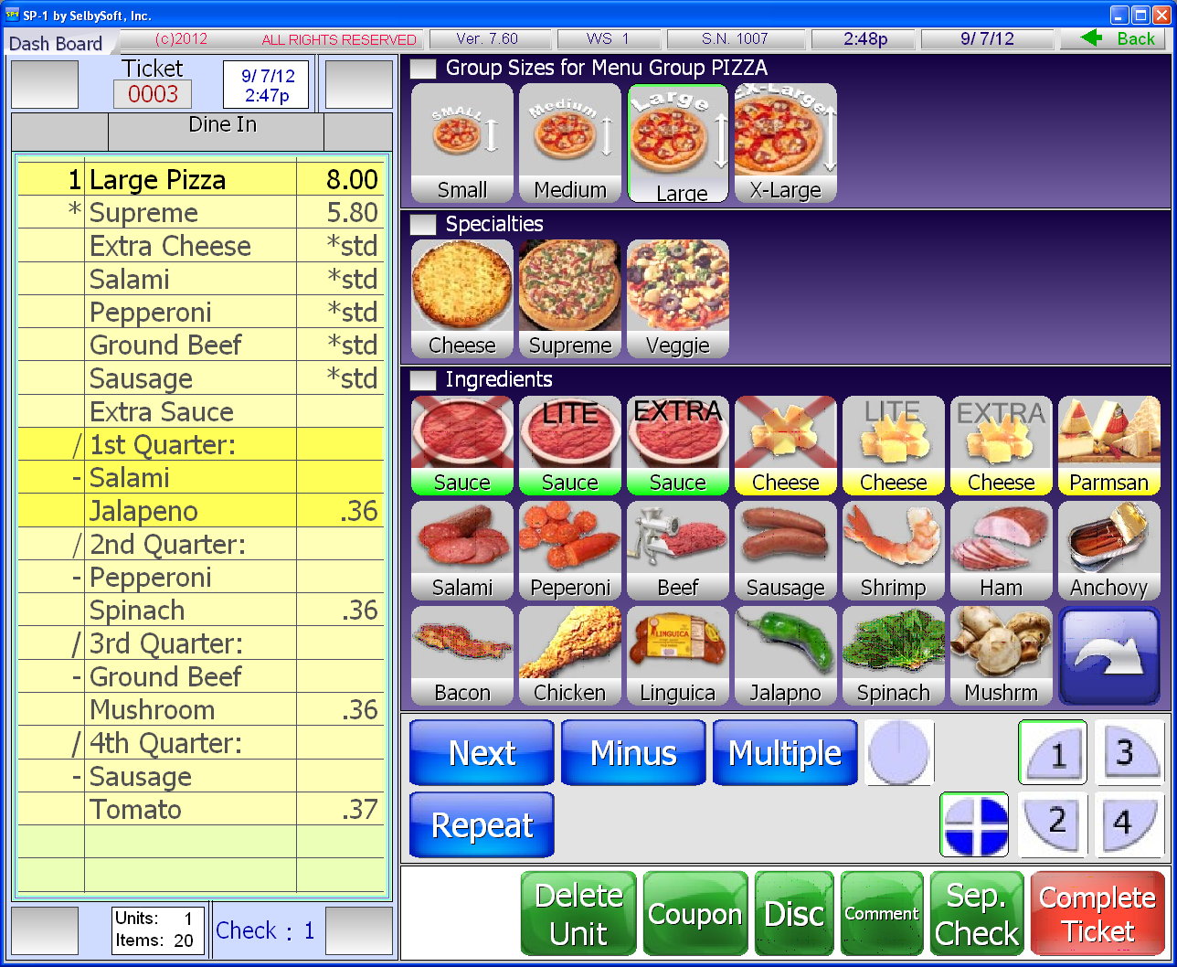 Restaurante de Pizza, Software