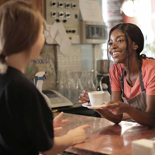 Barista with coffee