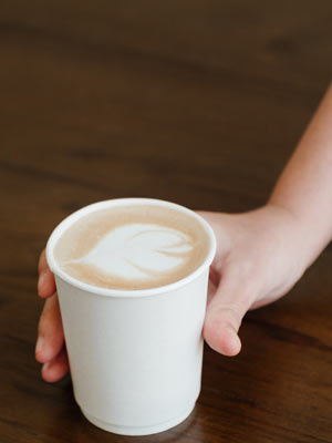 Latte in paper cup